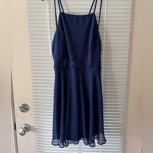 Lulu's Cross-back Navy Mini Dress